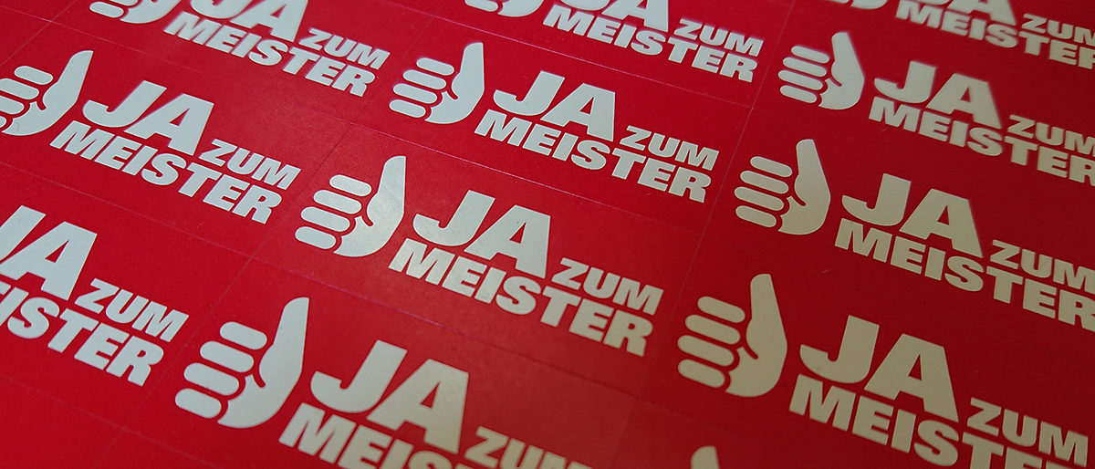 10 gute Gründe, Meister zu werden Bogen mit Aufklebern "Ja zum Meister"